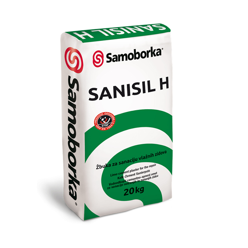 Vapneno - cementna sanacijska žbuka 20 kg - SAMOBORKA Sanisil H