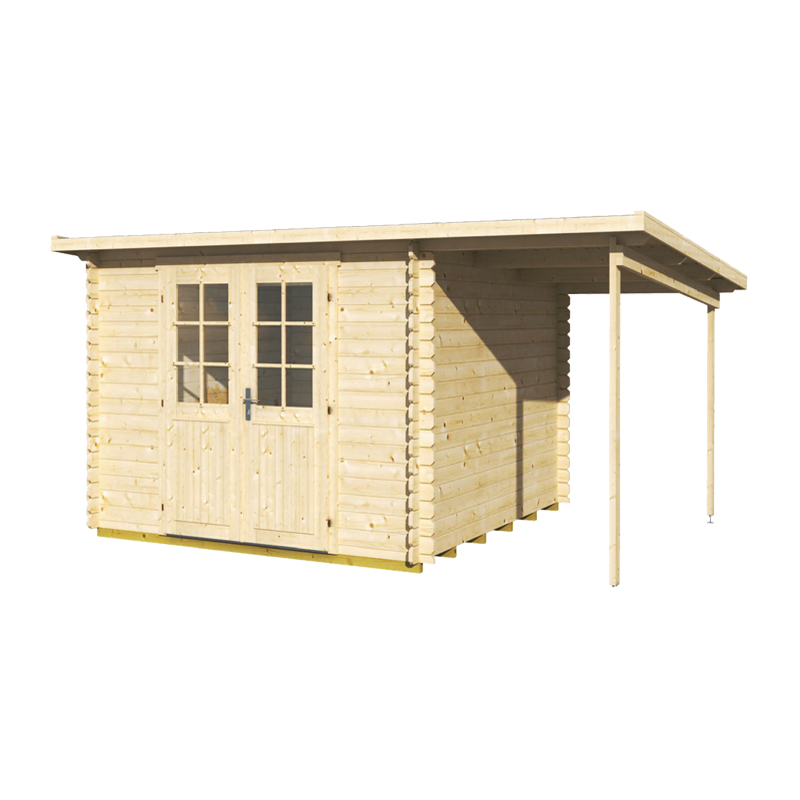Drvena kuća s nastrešnicom 270 x 270 + 150 cm MARIJA D + SD 28 mm 11,30 m2