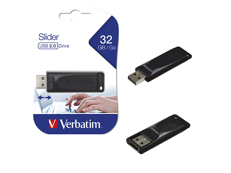 Verbatim USB 2.0 Flash Drive 32GB StorenGo Slider crni